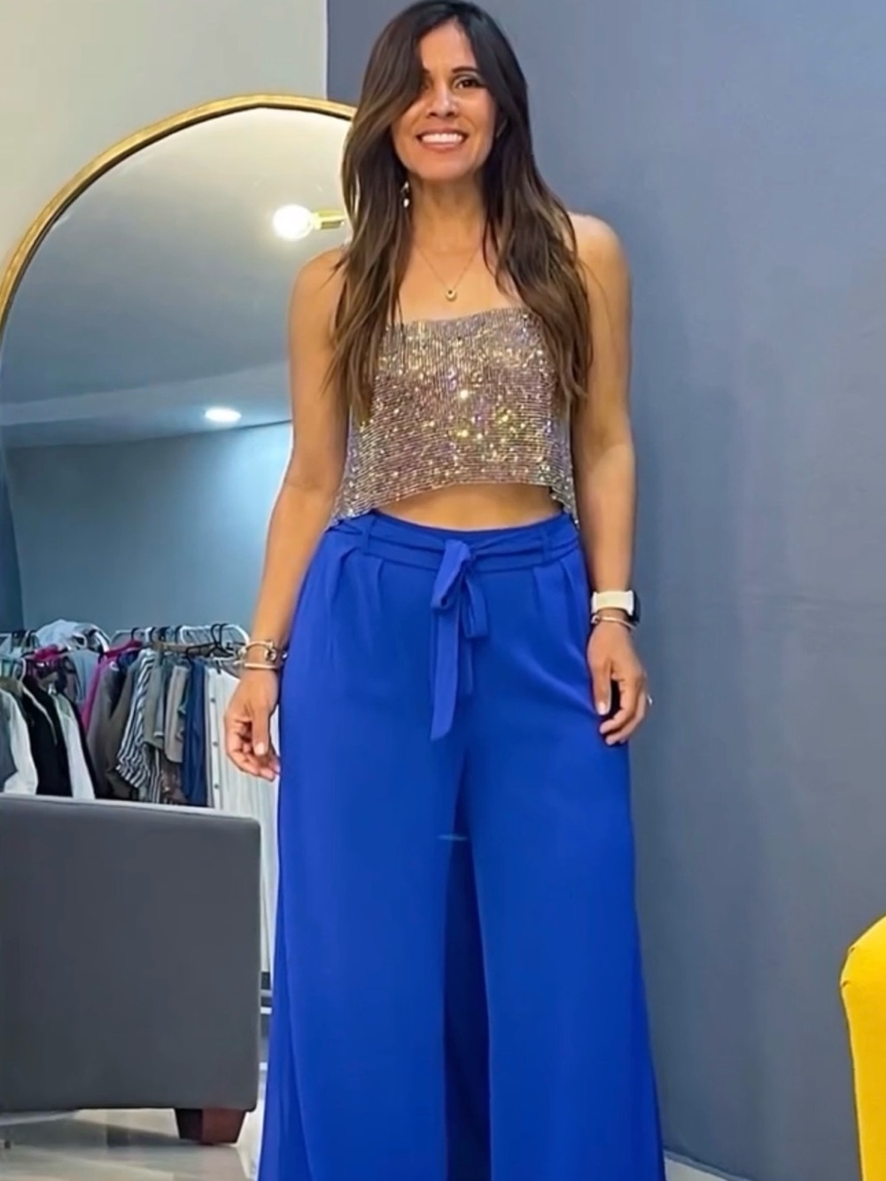 Miss Avenue Cobalt Wide-Leg Tie-Waist Pants